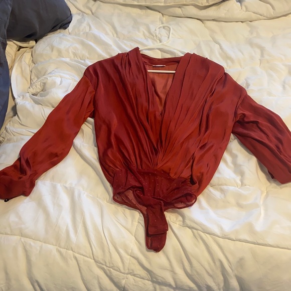 Brick Red Free People Plunge Bodysuit - Picture 3 of 8